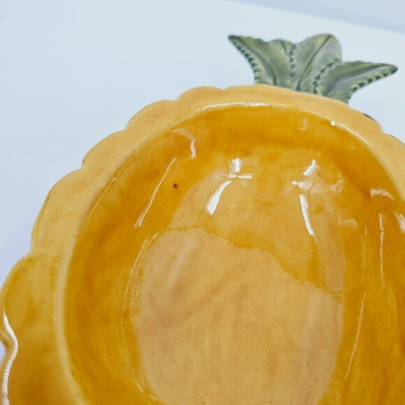 Pineapple Studio Pottery Artist Signed LL Vintage 1983 Yellow Green Brown Bowl - Picture 3 of 12